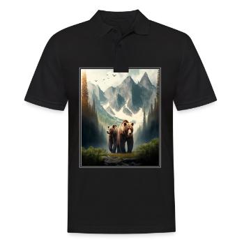 Bär Umwelt Wald Gebirge Umweltschutz Artenschutz - Männer Poloshirt - Schwarz - Vorne - Kai (181cm)