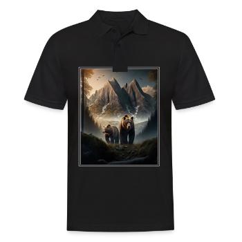 Bear Environment Forest Mountains Environmental protection Species protection - Men's Polo Shirt - black - Front - Kai (181cm)