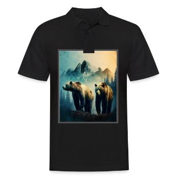 Bear Environment Forest Mountains Environmental protection Species protection - Men's Polo Shirt - black - Front - Kai (181cm)