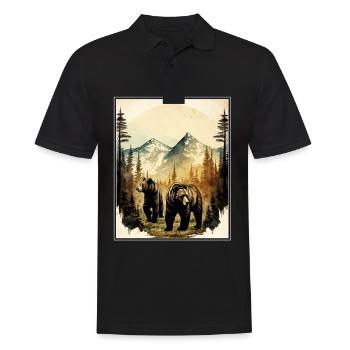 Bear Environment Forest Mountains Environmental protection Species protection - Men's Polo Shirt - black - Front - Kai (181cm)