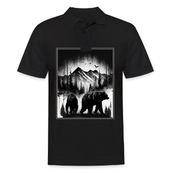 Bear Environment Forest Mountains Environmental protection Species protection - Men's Polo Shirt - black - Front - Kai (181cm)