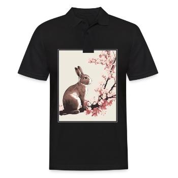 Lapin Lapin Fleur de Cerisier Japon Japonais - Polo Homme - noir - Devant - Kai (181cm)