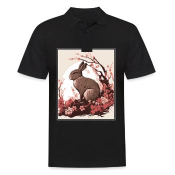 Lapin Lapin Fleur de Cerisier Japon Japonais - Polo Homme - noir - Devant - Kai (181cm)