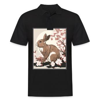 Lapin Lapin Fleur de Cerisier Japon Japonais - Polo Homme - noir - Devant - Kai (181cm)