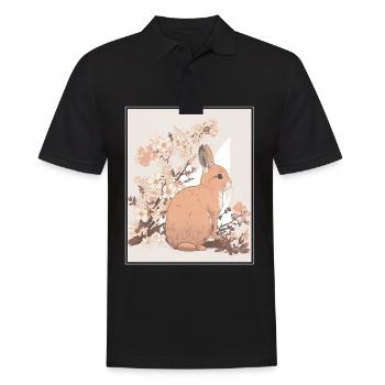 Hase Kaninchen Kirschblüte Japan Japanisch - Männer Poloshirt - Schwarz - Vorne - Kai (181cm)