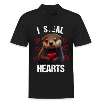 Je vole des cœurs Loutre - Polo Homme - noir - Devant - Kai (181cm)