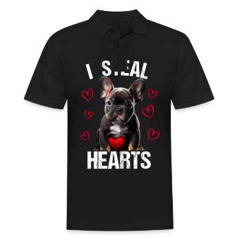 Je vole des cœurs chien Frenchie français bulldog - Polo Homme - noir - Devant - Kai (181cm)