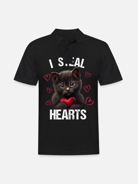 I steal hearts cat - Men's Polo Shirt - black