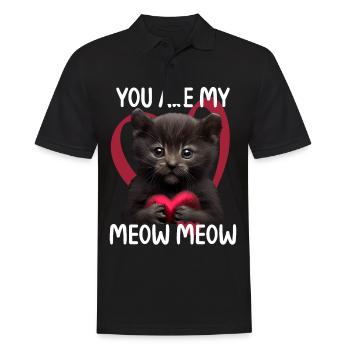 Tu es mon Meow Meow Cat - Polo Homme - noir - Devant - Kai (181cm)