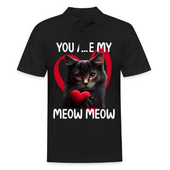 Tu es mon Meow Meow Cat - Polo Homme - noir - Devant - Kai (181cm)
