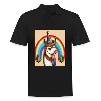 Unicorn Morphed With Llama Funny Mexican Unicorn - Männer Poloshirt - Schwarz - Vorne - Kai (181cm)