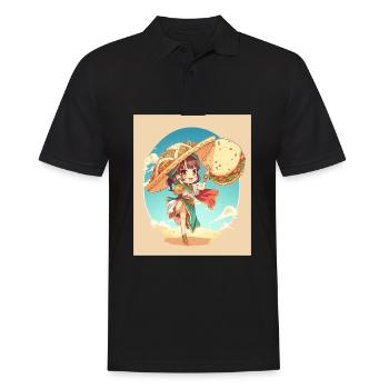 Anime Girl Wearing Sombrero Anime Girl Wearing - Men's Polo Shirt - black - Front - Kai (181cm)