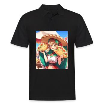 Fille d’anime portant un sombrero Fille d’anime portant - Polo Homme - noir - Devant - Kai (181cm)