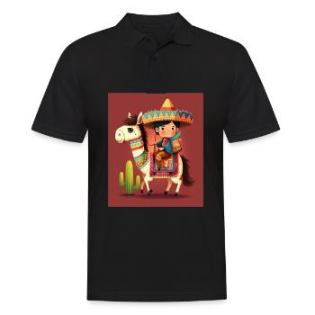 Boy In Mexican Costume Mexican Boy Riding Llama - Männer Poloshirt - Schwarz - Vorne - Kai (181cm)