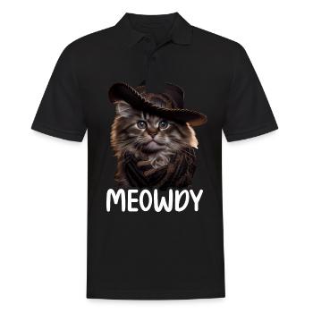Meowdy Funny cat Meme for Cat Lovers - Männer Poloshirt - Schwarz - Vorne - Kai (181cm)