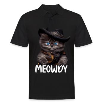 Meowdy Funny cat Meme for Cat Lovers - Männer Poloshirt - Schwarz - Vorne - Kai (181cm)