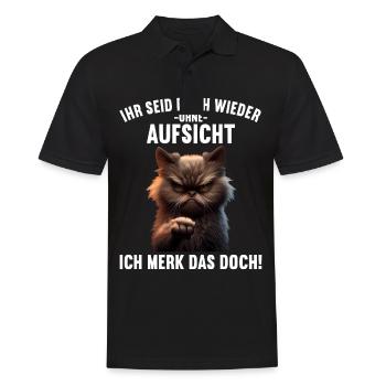 Ihr seid doch wieder ohne Aufsicht ich merk das - Männer Poloshirt - Schwarz - Vorne - Kai (181cm)