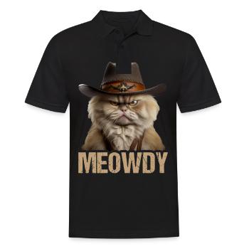Meowdy Funny cat Meme for Cat Lovers - Männer Poloshirt - Schwarz - Vorne - Kai (181cm)