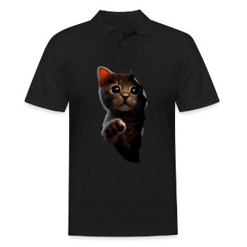 Chat mignon Chaton Craqué Chat Amants Chats Chats - Polo Homme - noir - Devant - Kai (181cm)