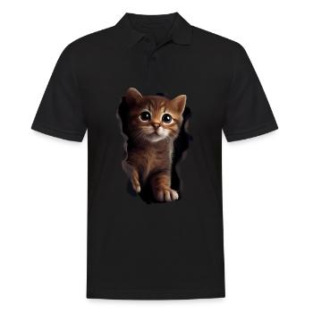 Chat mignon Chaton Craqué Chat Amants Chats Chats - Polo Homme - noir - Devant - Kai (181cm)