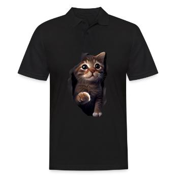 Chat mignon Chaton Craqué Chat Amants Chats Chats - Polo Homme - noir - Devant - Kai (181cm)