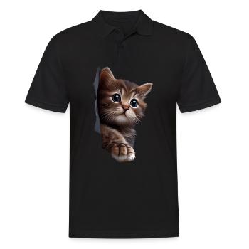 Chat mignon Chaton Craqué Chat Amants Chats Chats - Polo Homme - noir - Devant - Kai (181cm)