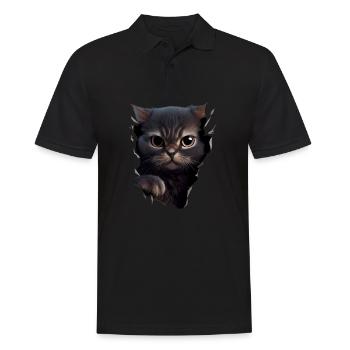 Chat mignon Chaton Craqué Chat Amants Chats Chats - Polo Homme - noir - Devant - Kai (181cm)