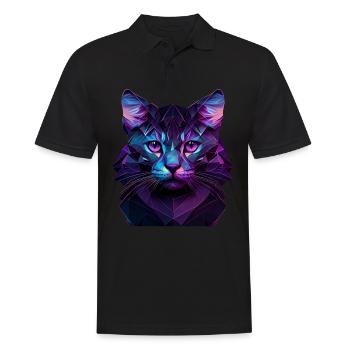 Cat Cats Kitten Polygon Cat - Men's Polo Shirt - black - Front - Kai (181cm)