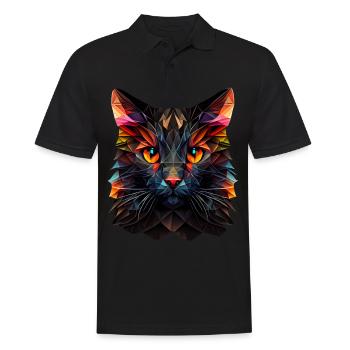 Cat Cats Kitten Polygon Cat - Men's Polo Shirt - black - Front - Kai (181cm)