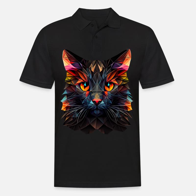 Katze Katzen Kätzchen Polygon Katze - Männer Poloshirt - Schwarz