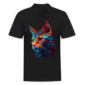 Cat Cats Kitten Polygon Cat - Men's Polo Shirt - black - Front - Kai (181cm)