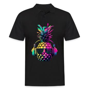 EDM Music Rave Festival Pineapple Techno - Men's Polo Shirt - black - Front - Kai (181cm)
