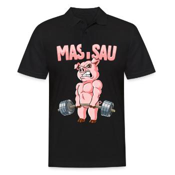 Mastsau Bodybuilding Fitness Gym - Männer Poloshirt - Schwarz - Vorne - Kai (181cm)