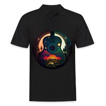 Guitare acoustique Cottagecore Moon Star Flower - Polo Homme - noir - Devant - Kai (181cm)