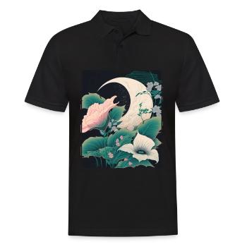 Mondblume Moonflower Mond Japanisch Vaporwave - Männer Poloshirt - Schwarz - Vorne - Kai (181cm)