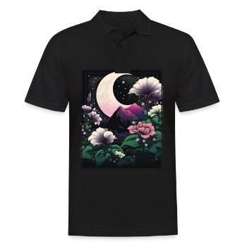 Mondblume Moonflower Mond Japanisch Vaporwave - Männer Poloshirt - Schwarz - Vorne - Kai (181cm)