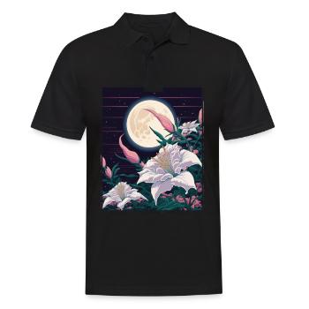 Mondblume Moonflower Mond Japanisch Vaporwave - Männer Poloshirt - Schwarz - Vorne - Kai (181cm)