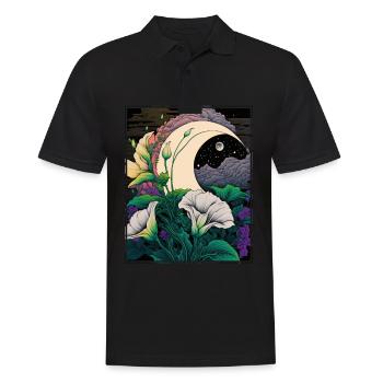Mondblume Moonflower Mond Japanisch Vaporwave - Männer Poloshirt - Schwarz - Vorne - Kai (181cm)