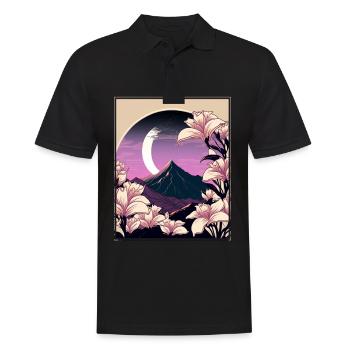 Mondblume Moonflower Mond Japanisch Vaporwave - Männer Poloshirt - Schwarz - Vorne - Kai (181cm)