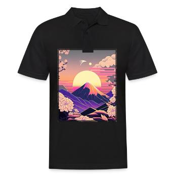 Mondblume Moonflower Mond Japanisch Vaporwave - Männer Poloshirt - Schwarz - Vorne - Kai (181cm)