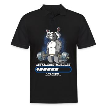 Waschbär Muskeln Aufbauen Bodybuilding Fitness Gym - Männer Poloshirt - Schwarz - Vorne - Kai (181cm)