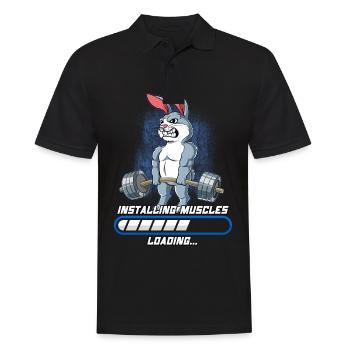 Hase Muskeln Aufbauen Bodybuilding Fitness Gym - Männer Poloshirt - Schwarz - Vorne - Kai (181cm)