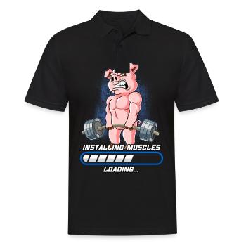 Schwein Muskeln Aufbauen Bodybuilding Fitness Gym - Männer Poloshirt - Schwarz - Vorne - Kai (181cm)