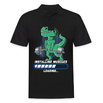 T-Rex Muskeln Aufbauen Bodybuilding Fitness Gym - Männer Poloshirt - Schwarz - Vorne - Kai (181cm)