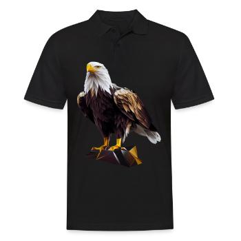 Cool polygon design with a bald eagle - Men's Polo Shirt - black - Front - Kai (181cm)