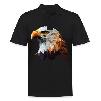 Conception polygonale cool avec un pygargue à tête blanche - Polo Homme - noir - Devant - Kai (181cm)