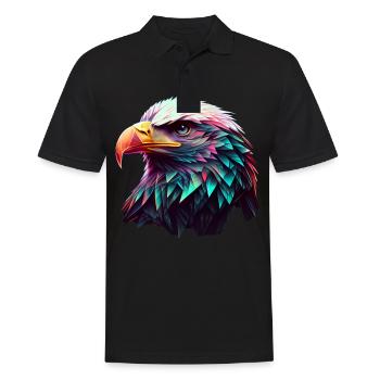 Cool polygon design with a bald eagle - Men's Polo Shirt - black - Front - Kai (181cm)