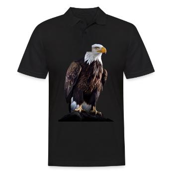 Conception polygonale cool avec un pygargue à tête blanche - Polo Homme - noir - Devant - Kai (181cm)