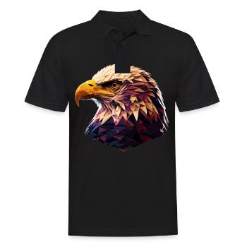 Cool polygon design with a bald eagle - Men's Polo Shirt - black - Front - Kai (181cm)