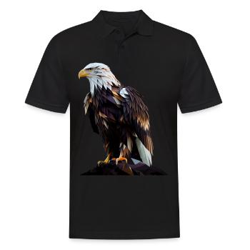 Cool polygon design with a bald eagle - Men's Polo Shirt - black - Front - Kai (181cm)